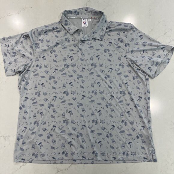 Puma Volition XXL AOP Golf Performance Polo SS Shirt Gray Block Party Pattern - Picture 2 of 14